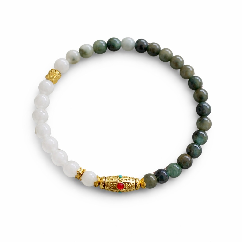 Style 24 | Jade Stretchy Gold Filagree Charm Bracelets